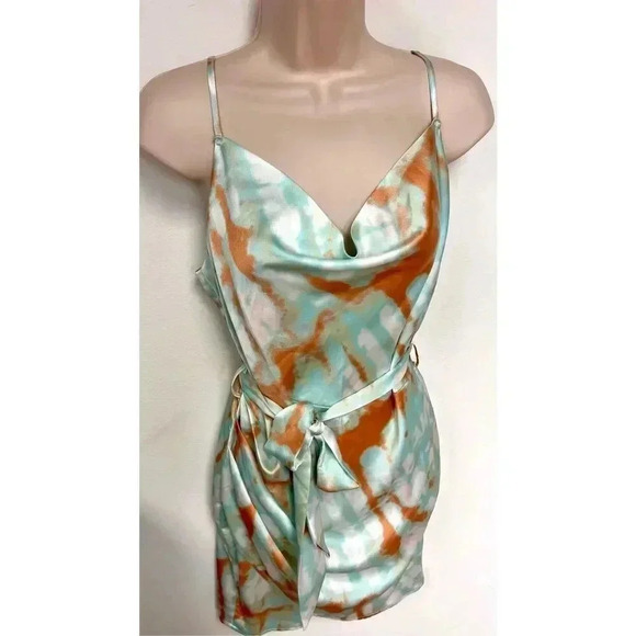 Simplee Womens Multicolor Tie Dye Sleeveless Waist Tie Mini Dress Medium NWT - Picture 2 of 10